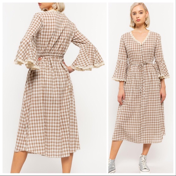 POL Dresses & Skirts - POL Mollie Farms Prairie Gingham Linen Dress